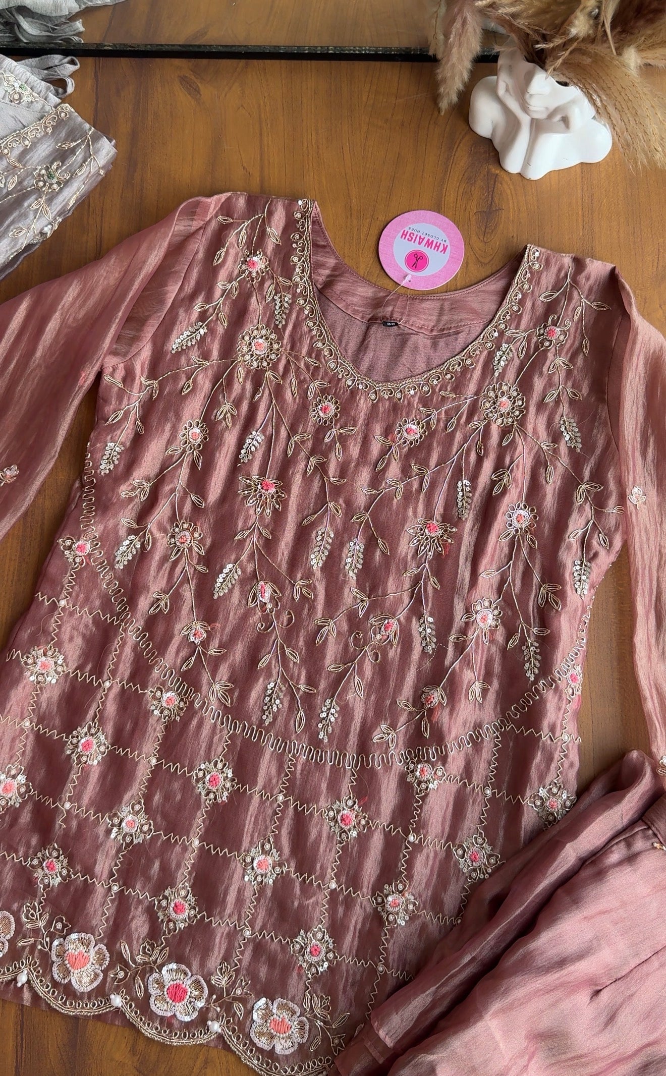 Vidhi Short Kurta And Palazzo Dress- Peach 🍑