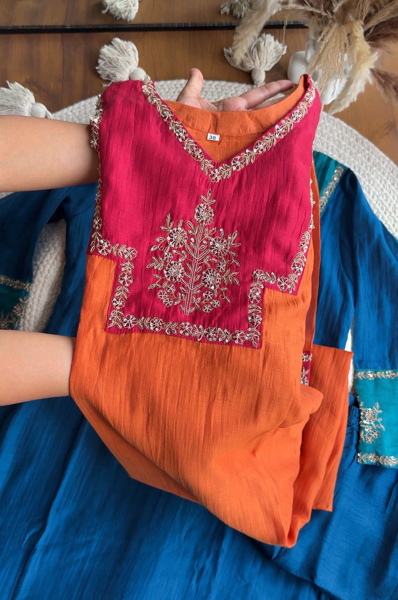 Sakshi Mul Chanderi Aline Dress- Rust – Khwaish By Closet Hues