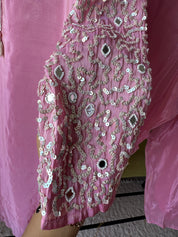 Aisha Heavy Sequin Mirror Work Tissue Organza Kurta With Plazzo