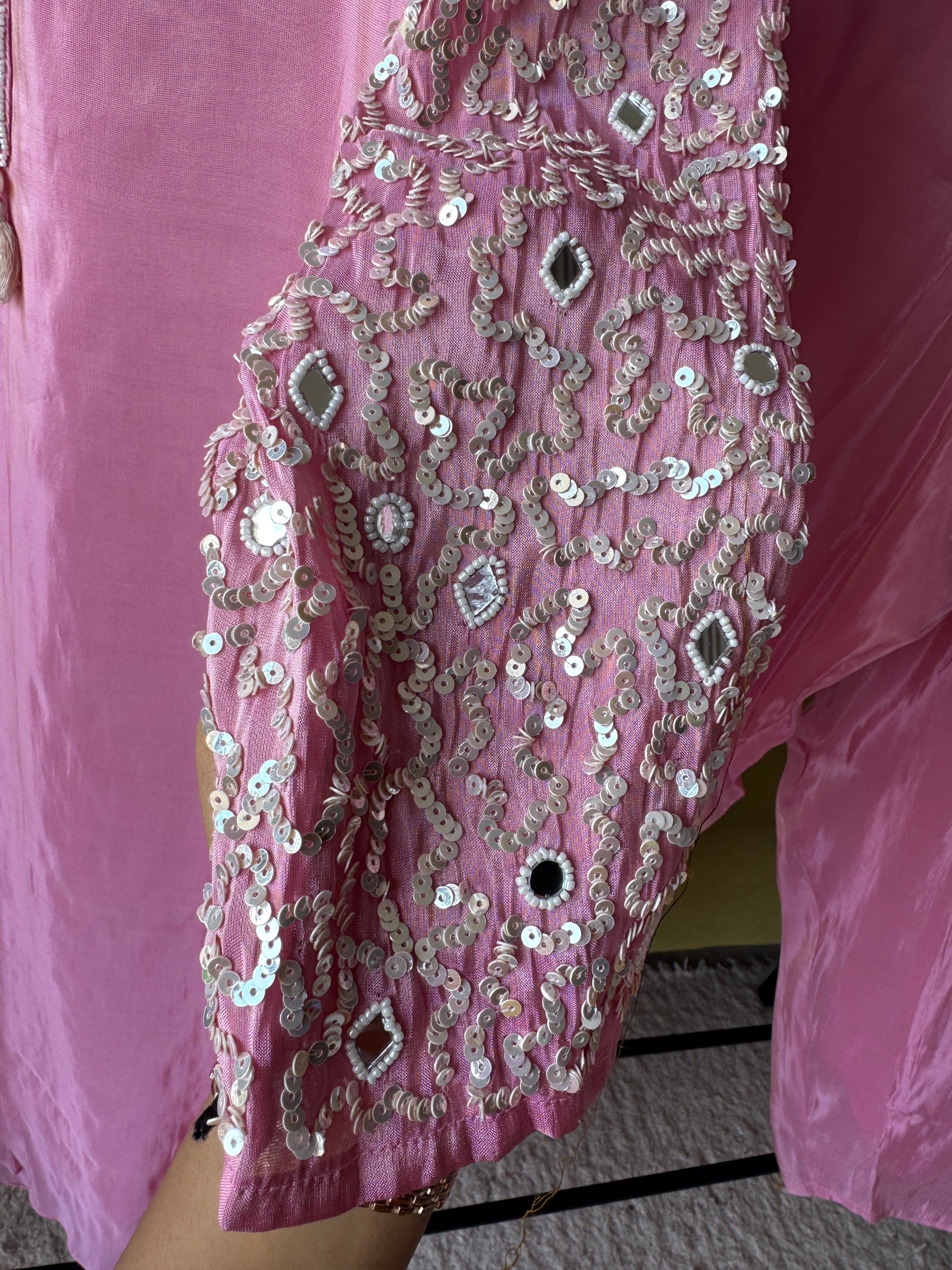 Aisha Heavy Sequin Mirror Work Tissue Organza Kurta With Plazzo