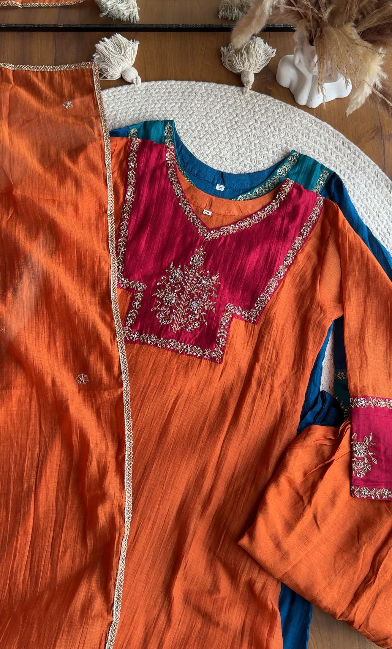 Sakshi Mul Chanderi Aline Dress- Rust โ Khwaish By Closet Hues