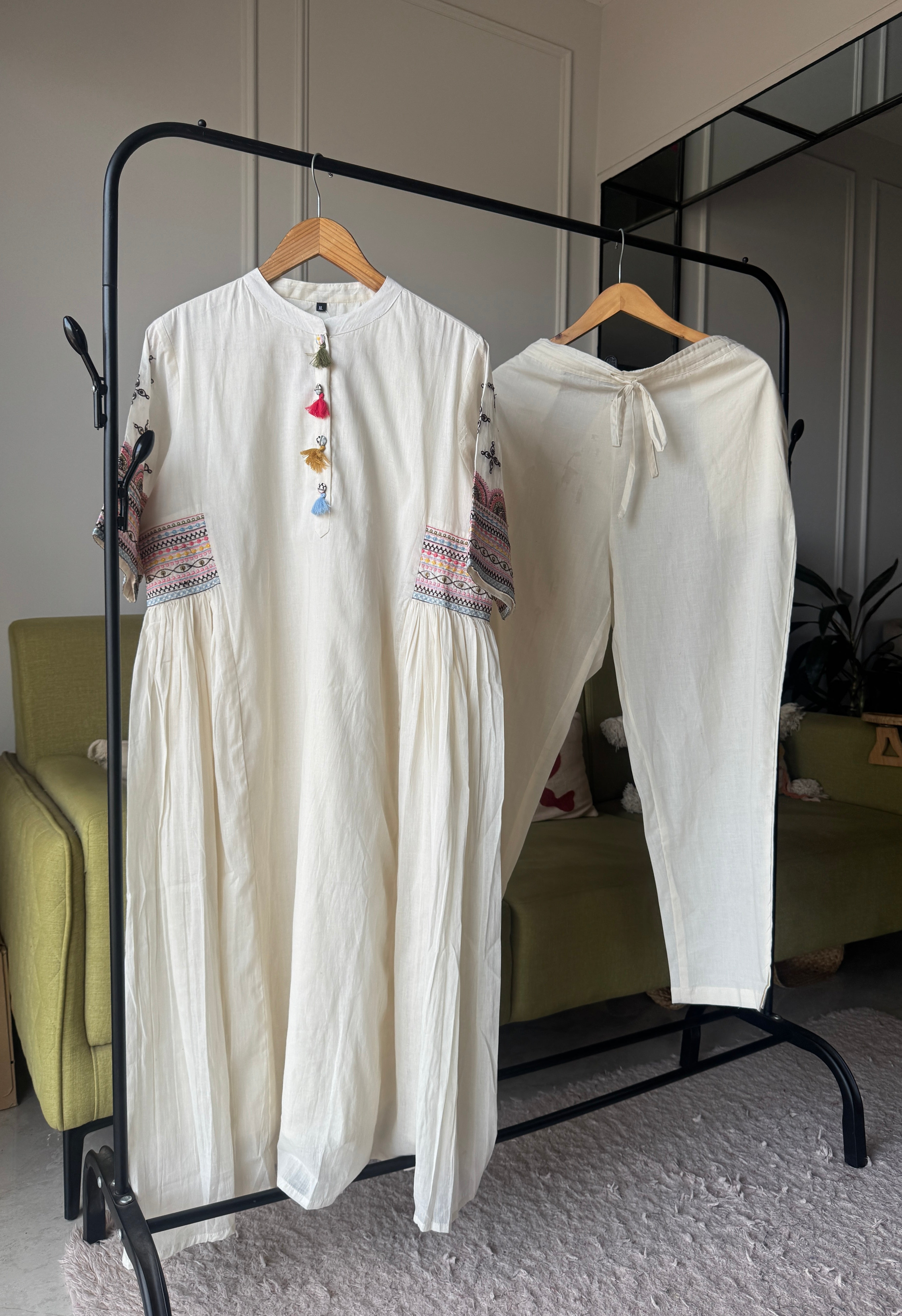 Rakshita heavy embroidered sleeves Kurti and pants