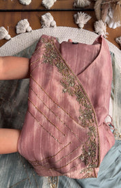 Khushi Handwork Angrakha Dress- Dusty Pink