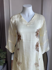 Jinal Handwork With Flarry Plazzo Coord Set - Ivory (Make to Order)