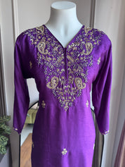 Ruhi Hand Work Sharara Dress- Purple