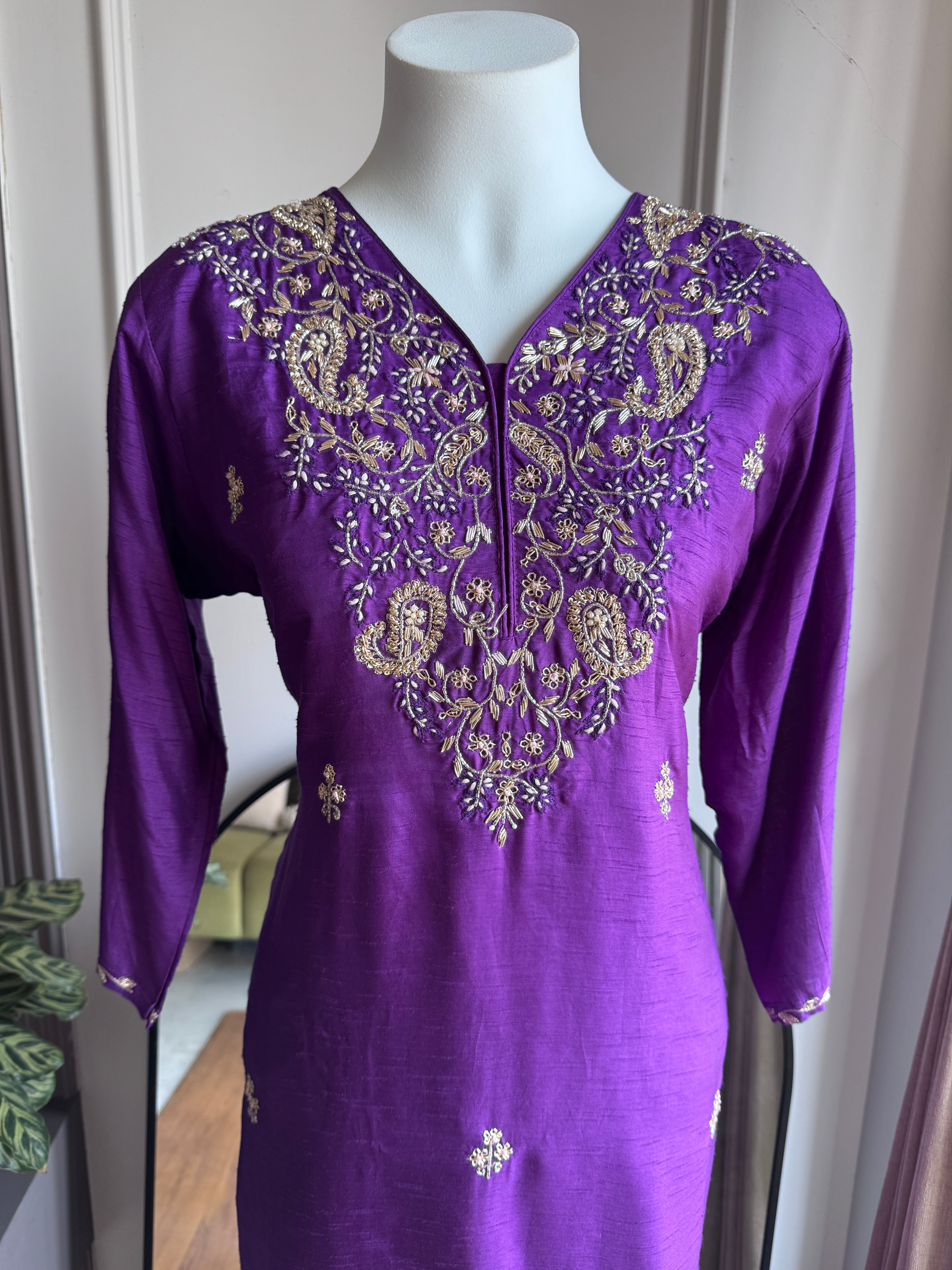 Ruhi Hand Work Sharara Dress- Purple