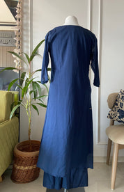 Baby floral pure mul Chanderi cotton blue