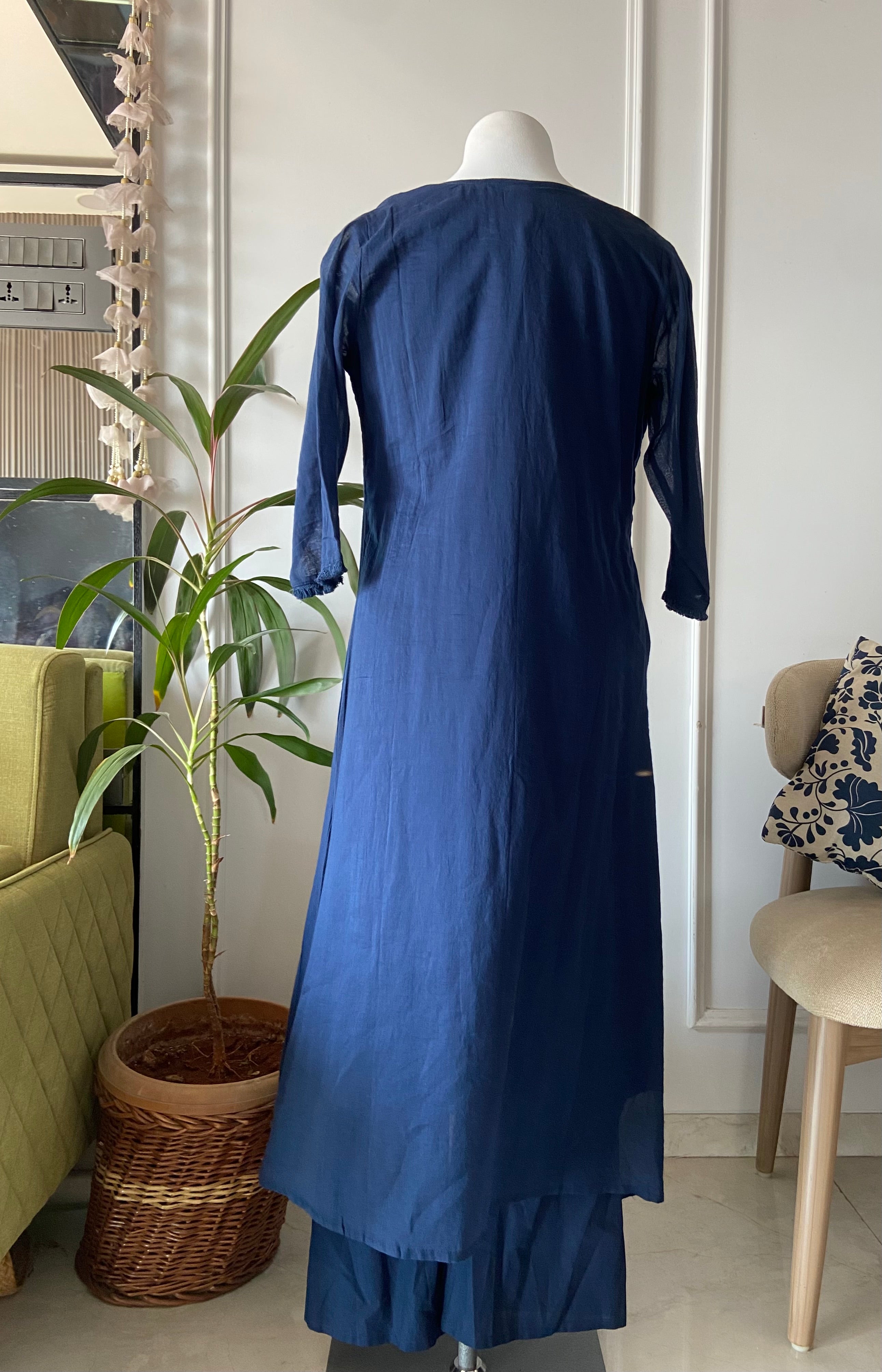 Baby floral pure mul Chanderi cotton blue