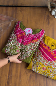 Veeral Bandhani Hand Work Aline Dress- Green
