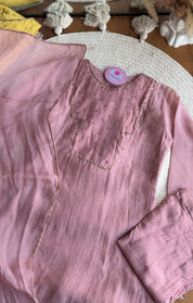 Akshara naksh neckline dress- Baby Pink
