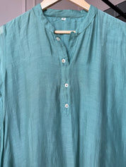 Vaishali Embroided Mul Chanderi Dress- Blue