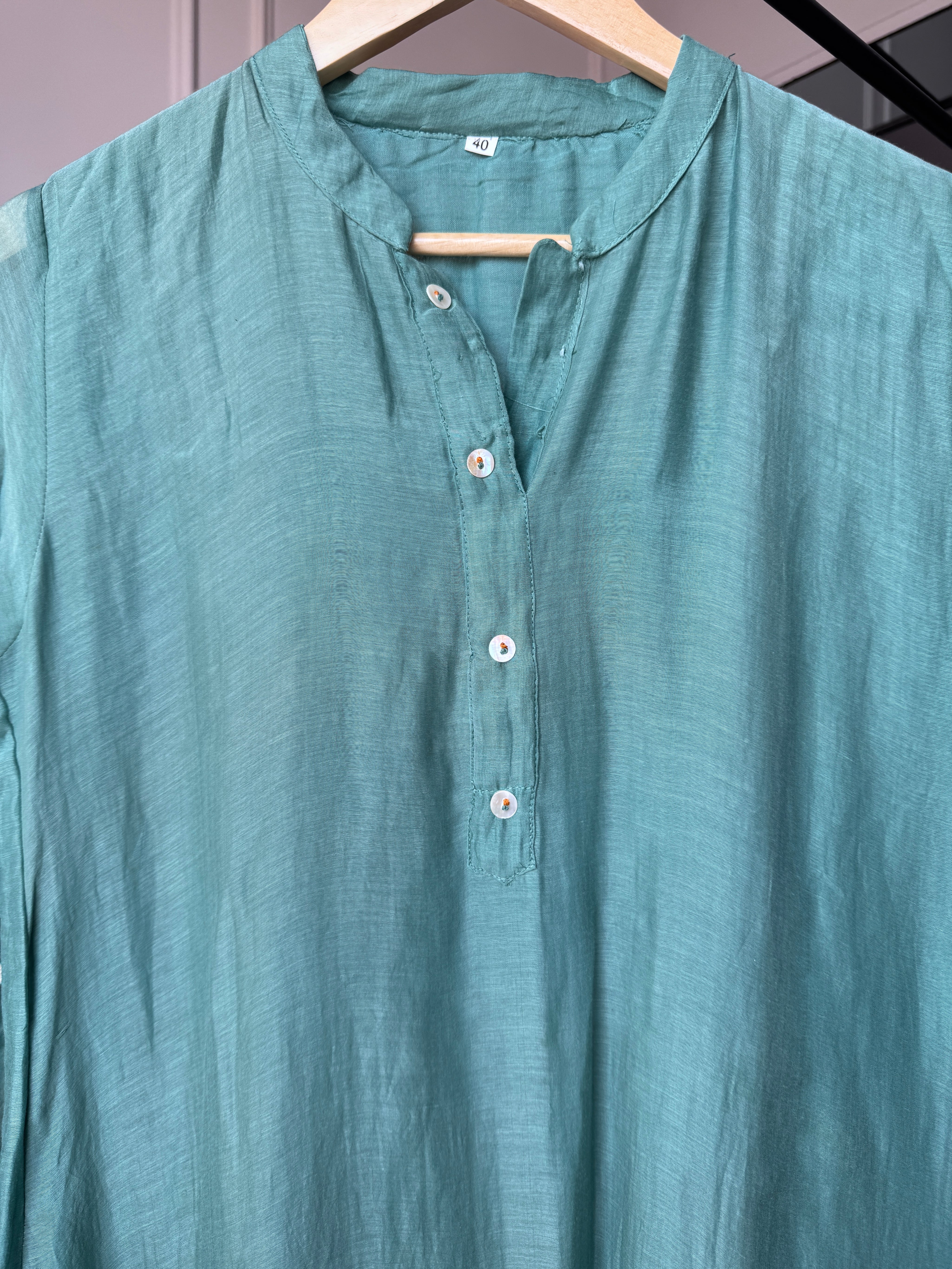 Vaishali Embroided Mul Chanderi Dress- Blue