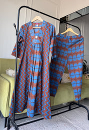 Ravina Abstract Cotton Coords - Blue