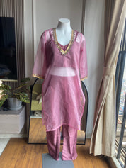 Preet v neck buster pattern with plazzo dress