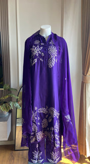 Brinda Cut Work Dress-Purple