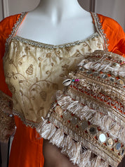 Gita Zari Work Gown Set- Orange