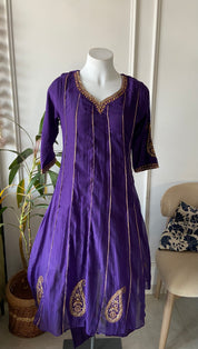 Tanya Mul Chanderi Handwork Dress- Purple
