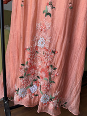 Apoorva Katha Work Mul Chanderi Dress- Peach (Make to Order)