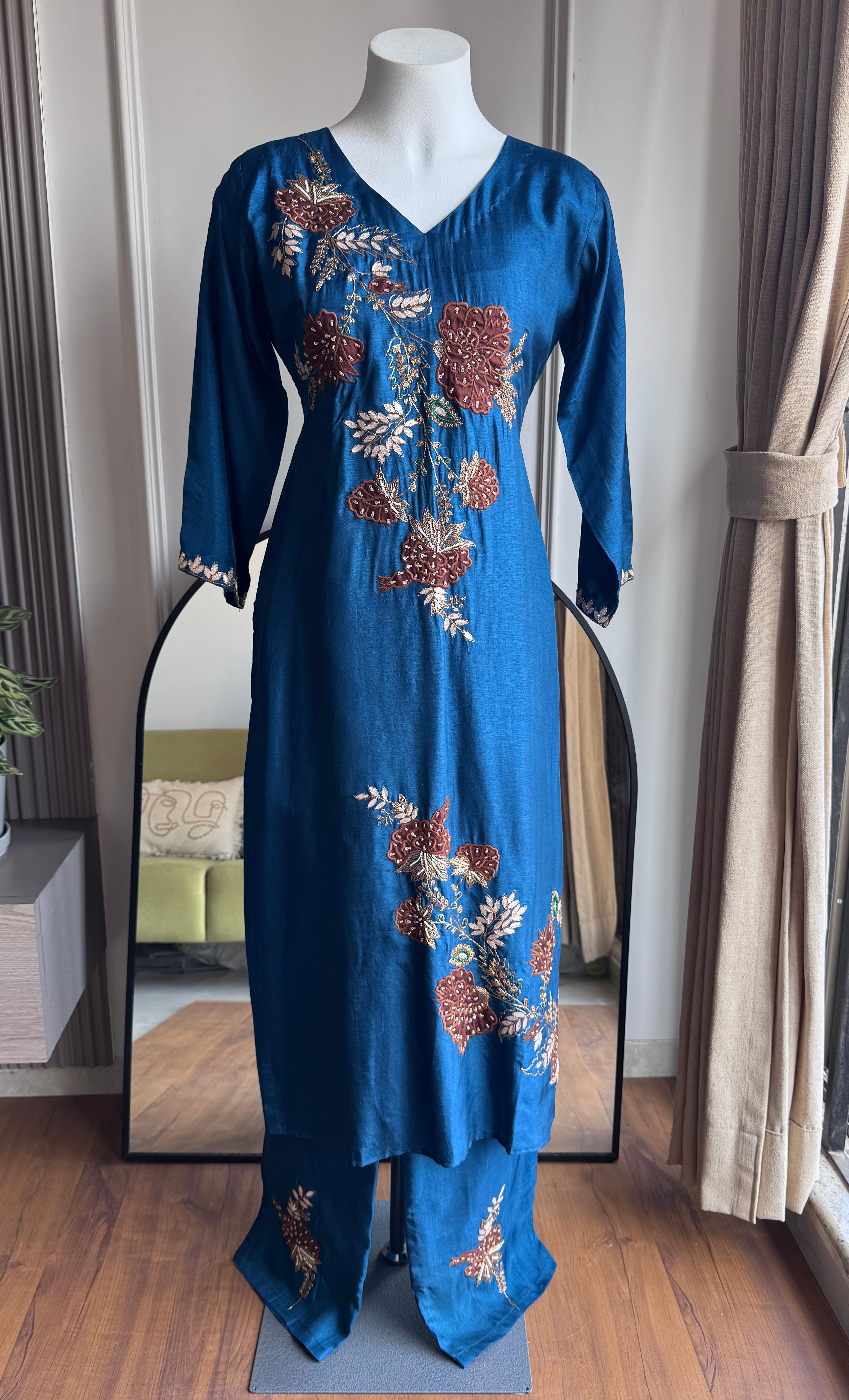 Kanak Multi Colour Handwork Dress- Blue