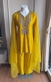 Swara Handwork Dress- Yellow