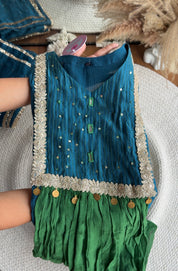 Priya Dual Tone Dress- Blue with Green