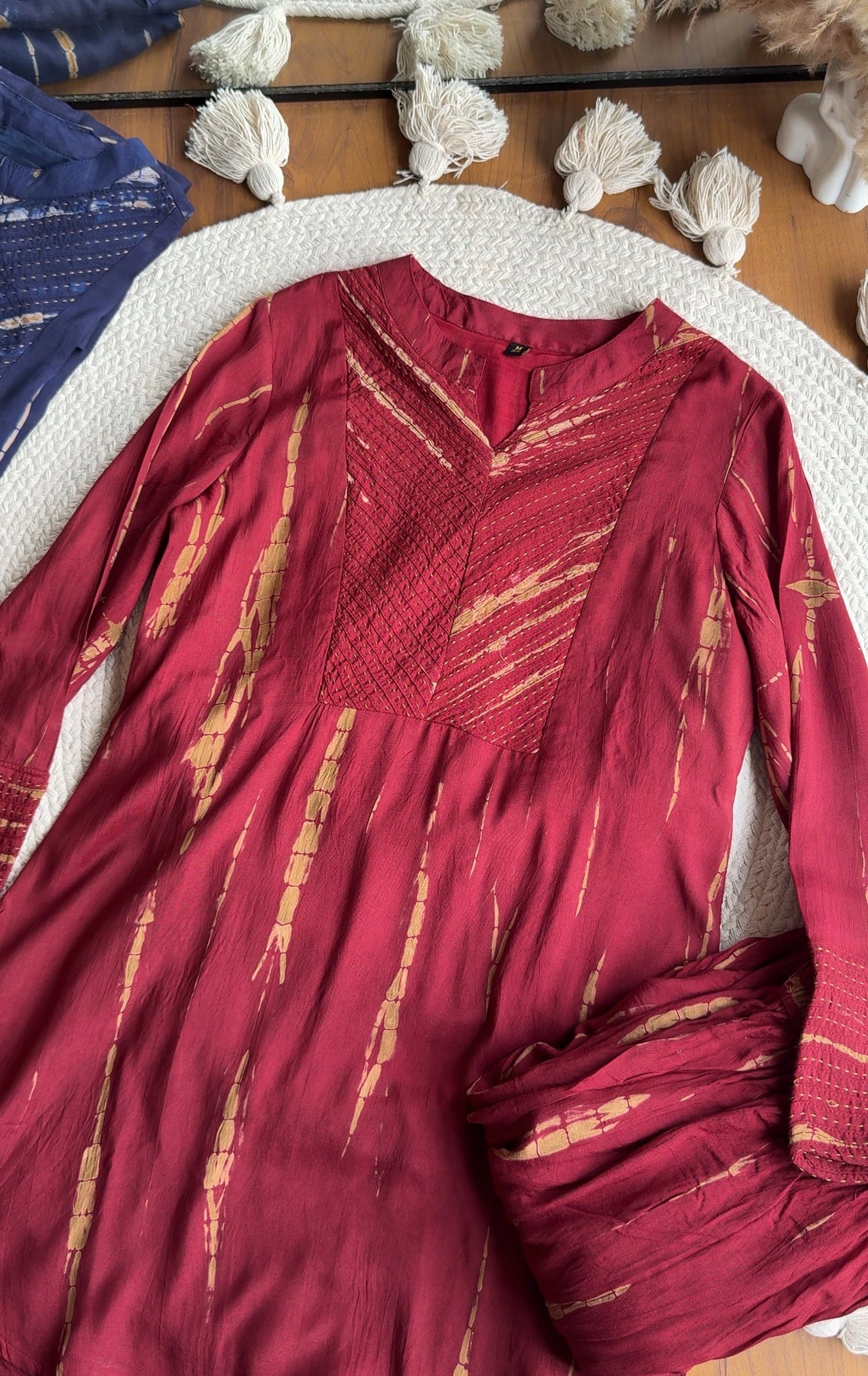 Kiara farshi pants shibori coord set (crimson)