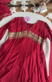 Shashi chunnat sleeve anarkali Dress- Maroon(Preorder 20 days)