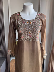 Raha Tissue Short Kurta Plazzo  Dress- Mouse