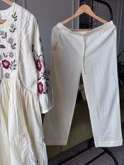 Sobha Embroided Mul Cotton Dress- White