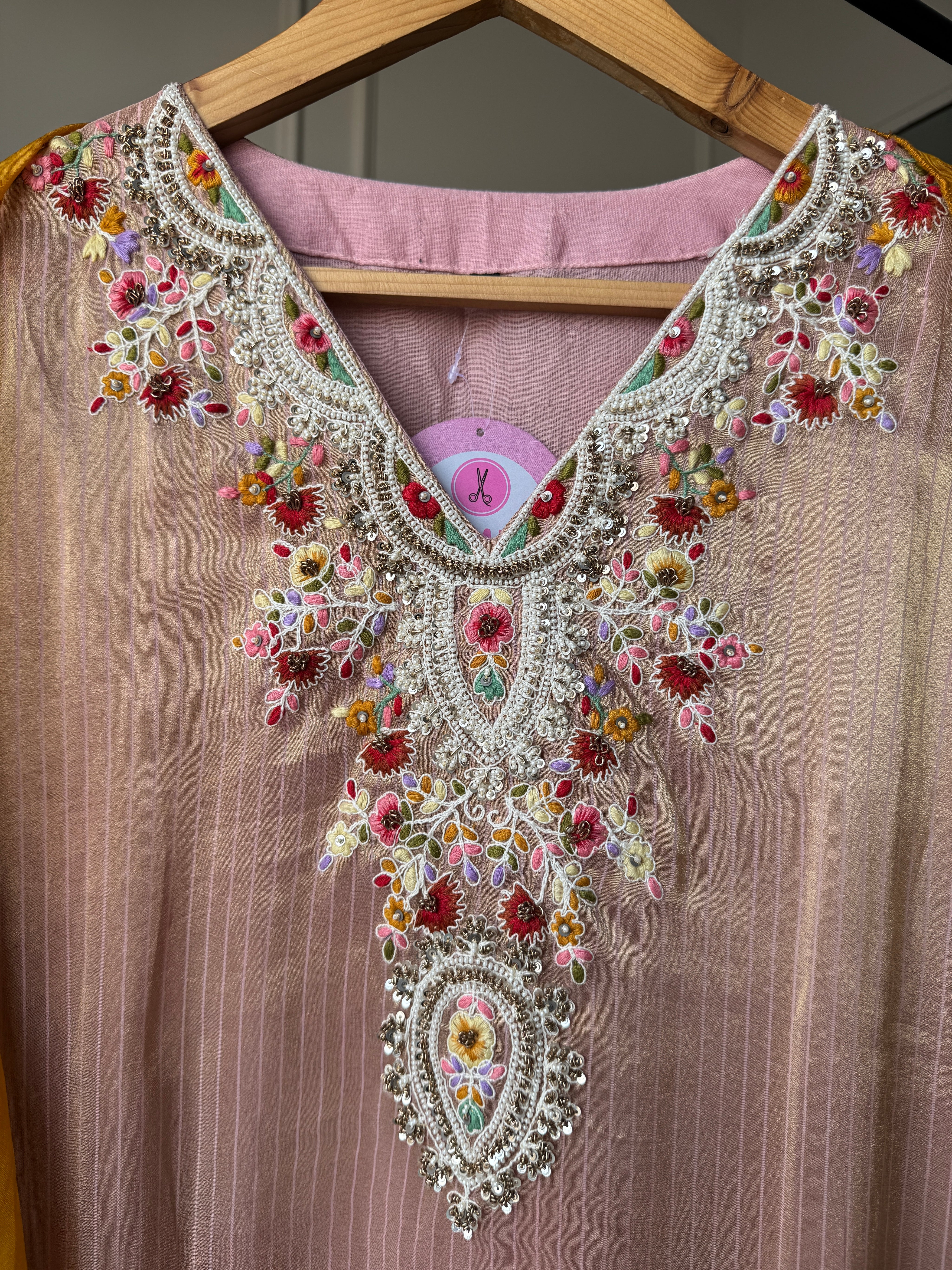 Twinkle Handwork Dress- Peach