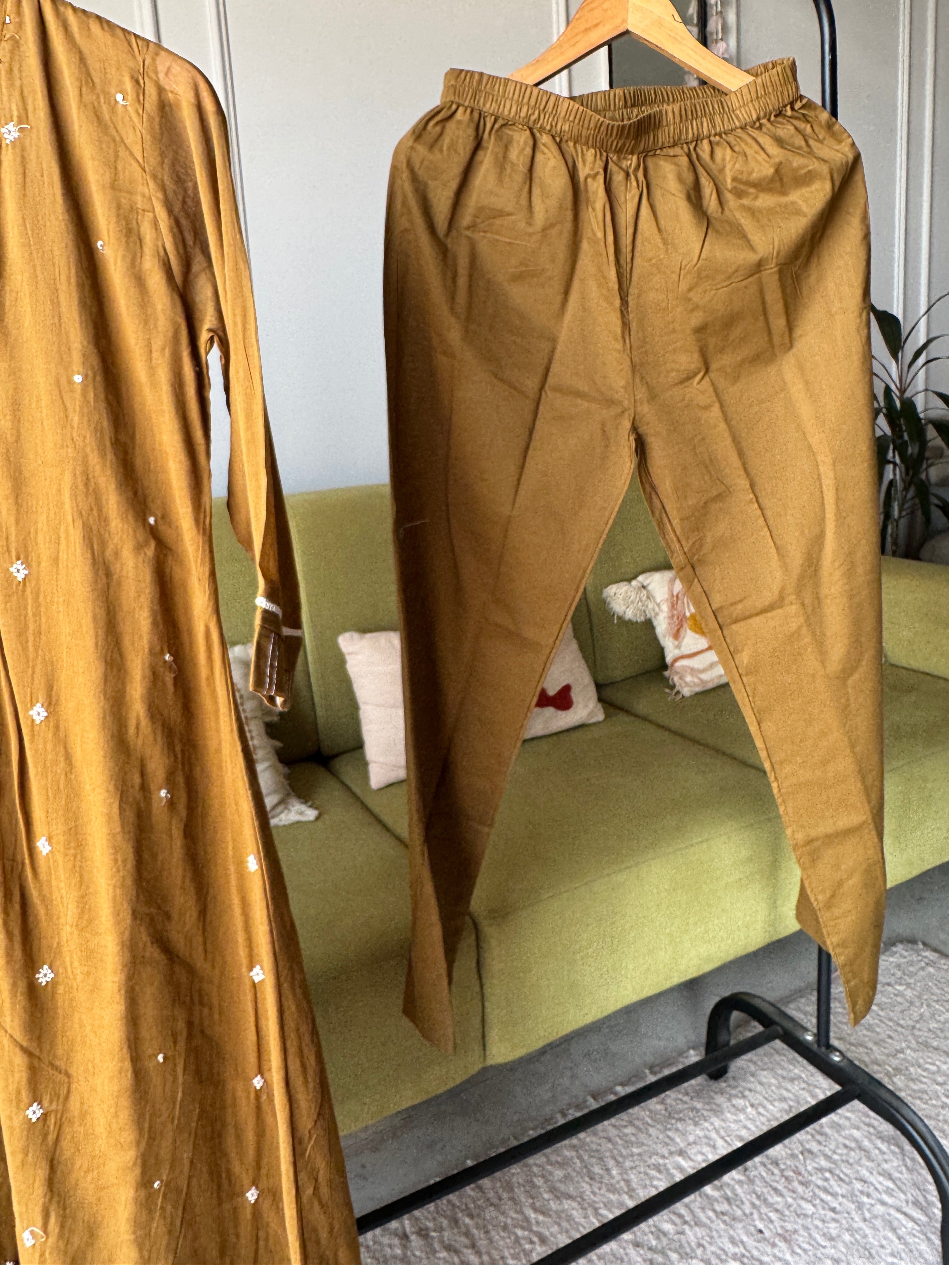 Simoni Embroided Aline Dress- Mehndi Green