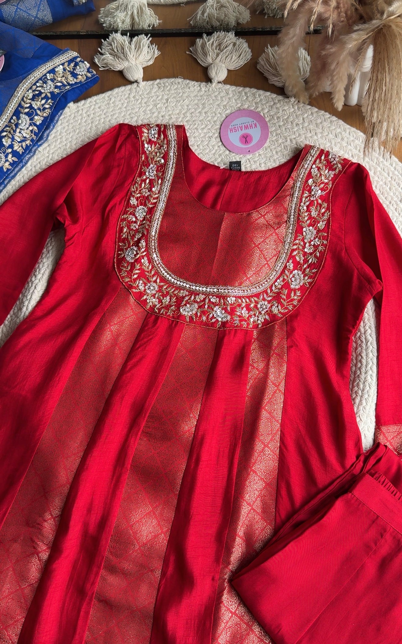 Shreya Hand Work Anarkali Dress- Red