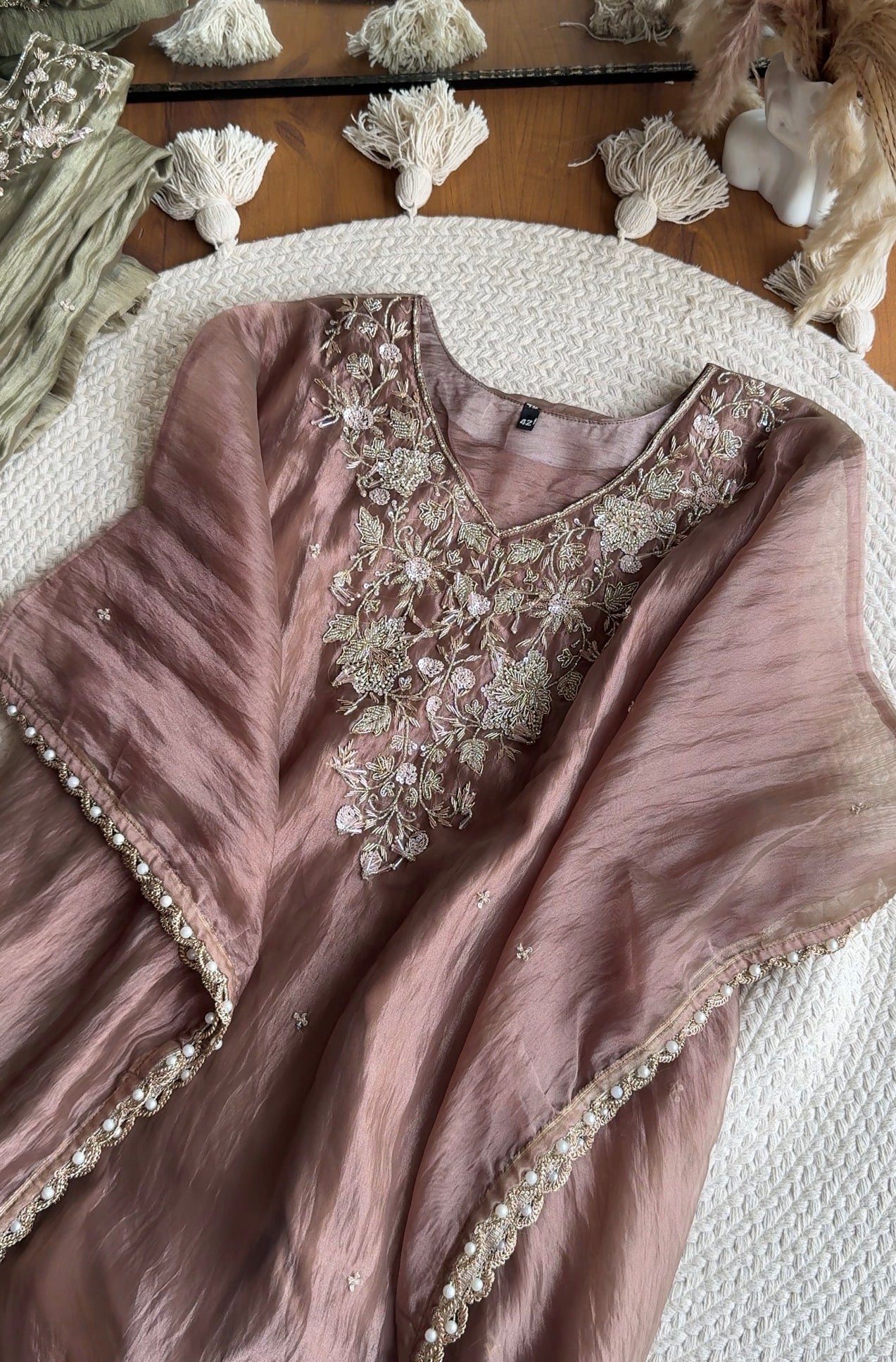 Kirthana Handwork Kaftan- Brown