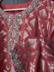 Riya Handwork Coord Set-Rust