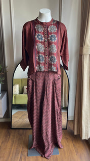 Vanya Ajrakh Print Coord Set- Brown