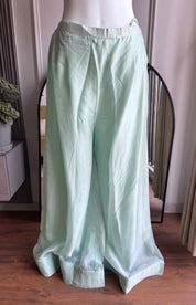 Sandhya Embroided Short Kurta With Farshi Pant Coord Set- Dusty Green (Make to Order)