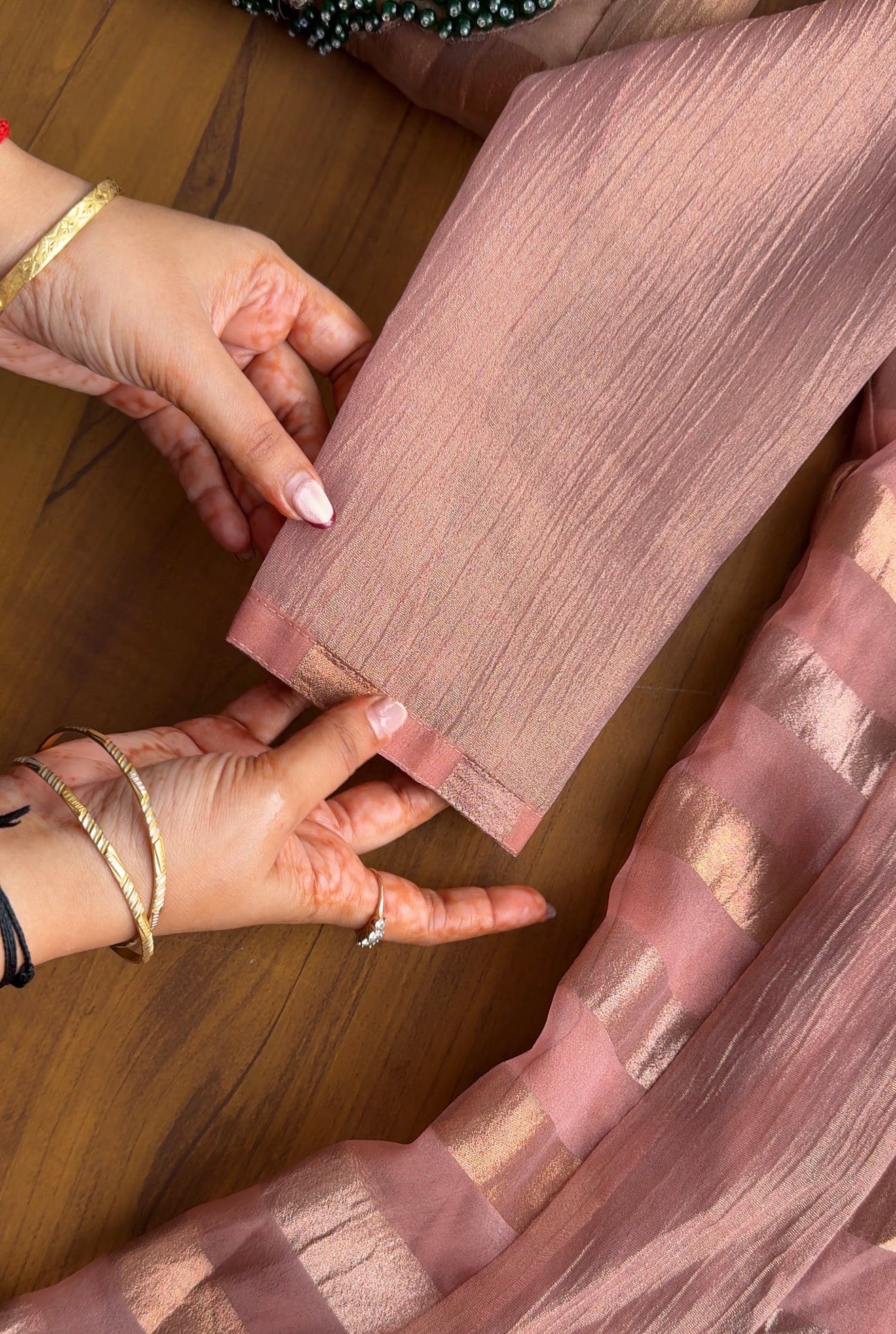 Mahi Emerald Yoke Tissue Dress-Dusty Pink