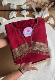 Shashi chunnat sleeve anarkali Dress- Maroon(Preorder 20 days)