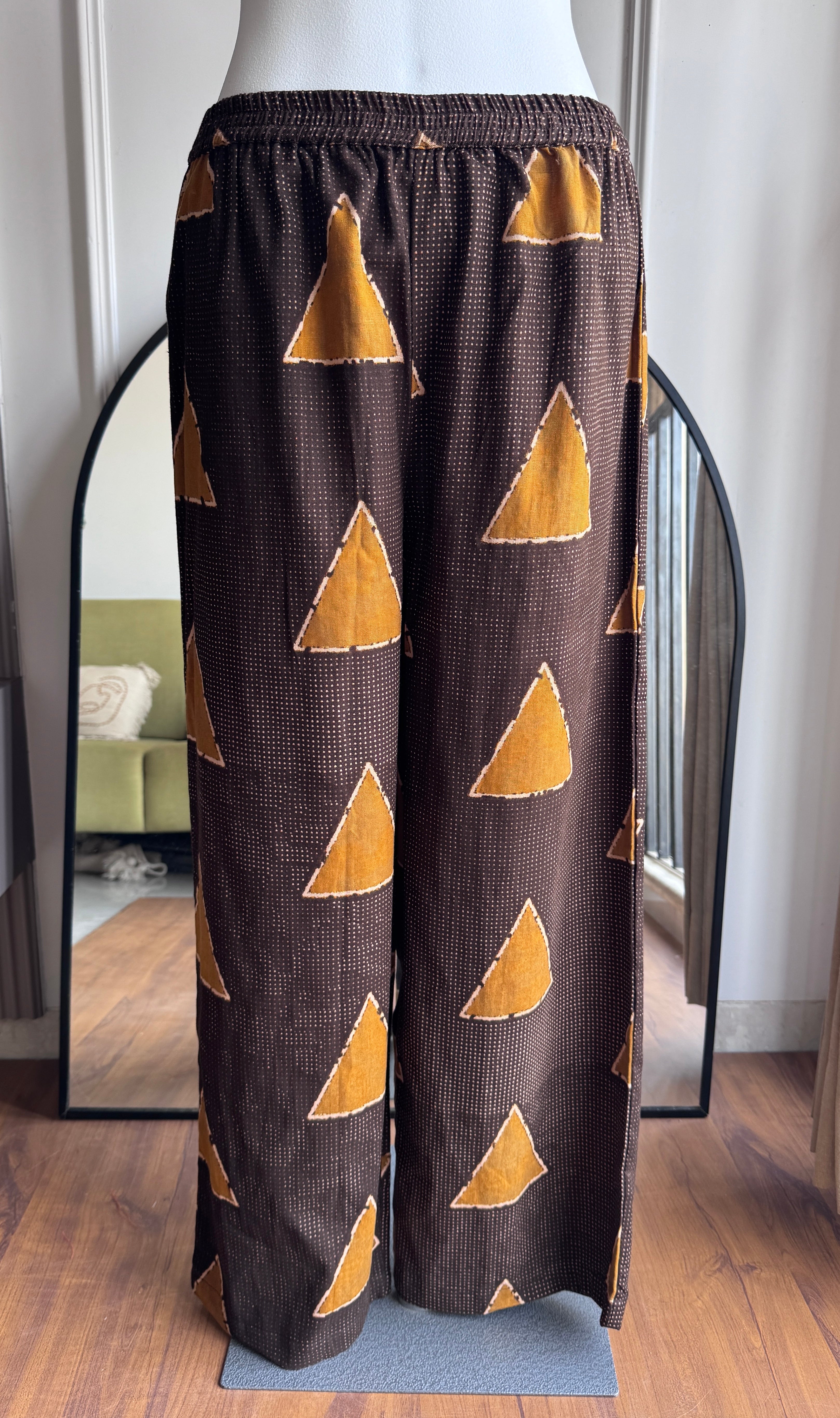 Aachal Print Cotton Dress- Brown