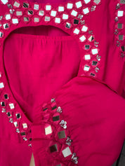 Kainat Muslin Mirror Work Dress- Pink