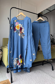 Janvi Embroided Dress- Blue