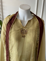 Neha Tissue hand work sleeve a line dress