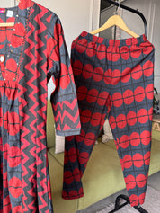 Ravina Abstract Cotton Coords  - Red