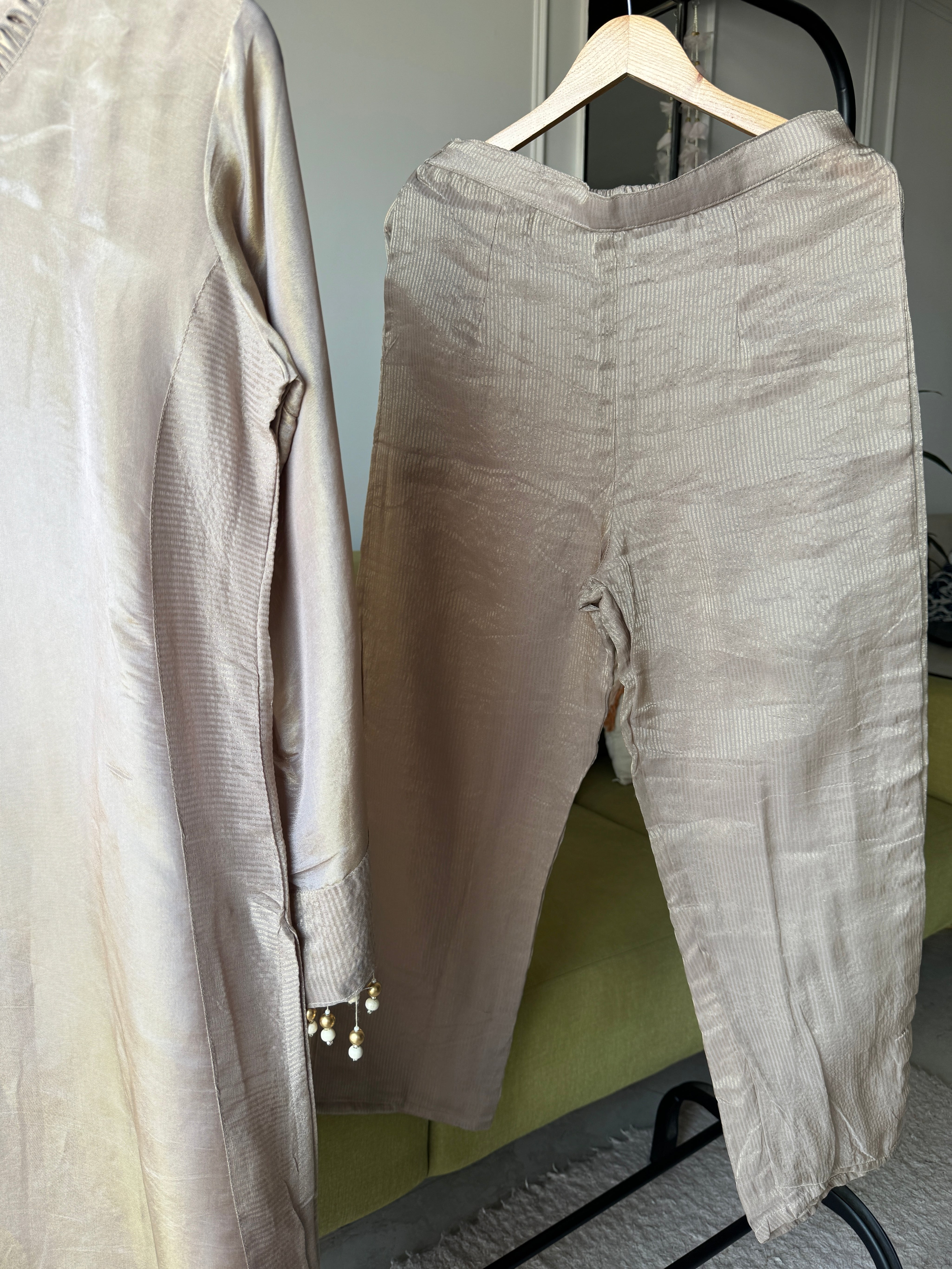 Vedika Tissue Organza Dress- Grey