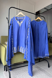 Priya Short Kurta Sharara Dress- Blue