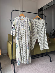 Pihu V Neck Block Printed Aline Mul Cotton Dress