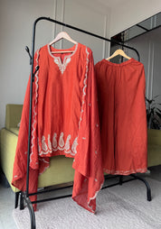 Priya Short Kurta Sharara Dress- Rust