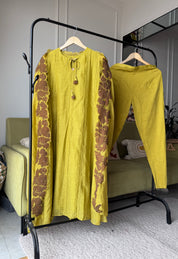 Chahat Embroided Cut Work Dress- Yellow