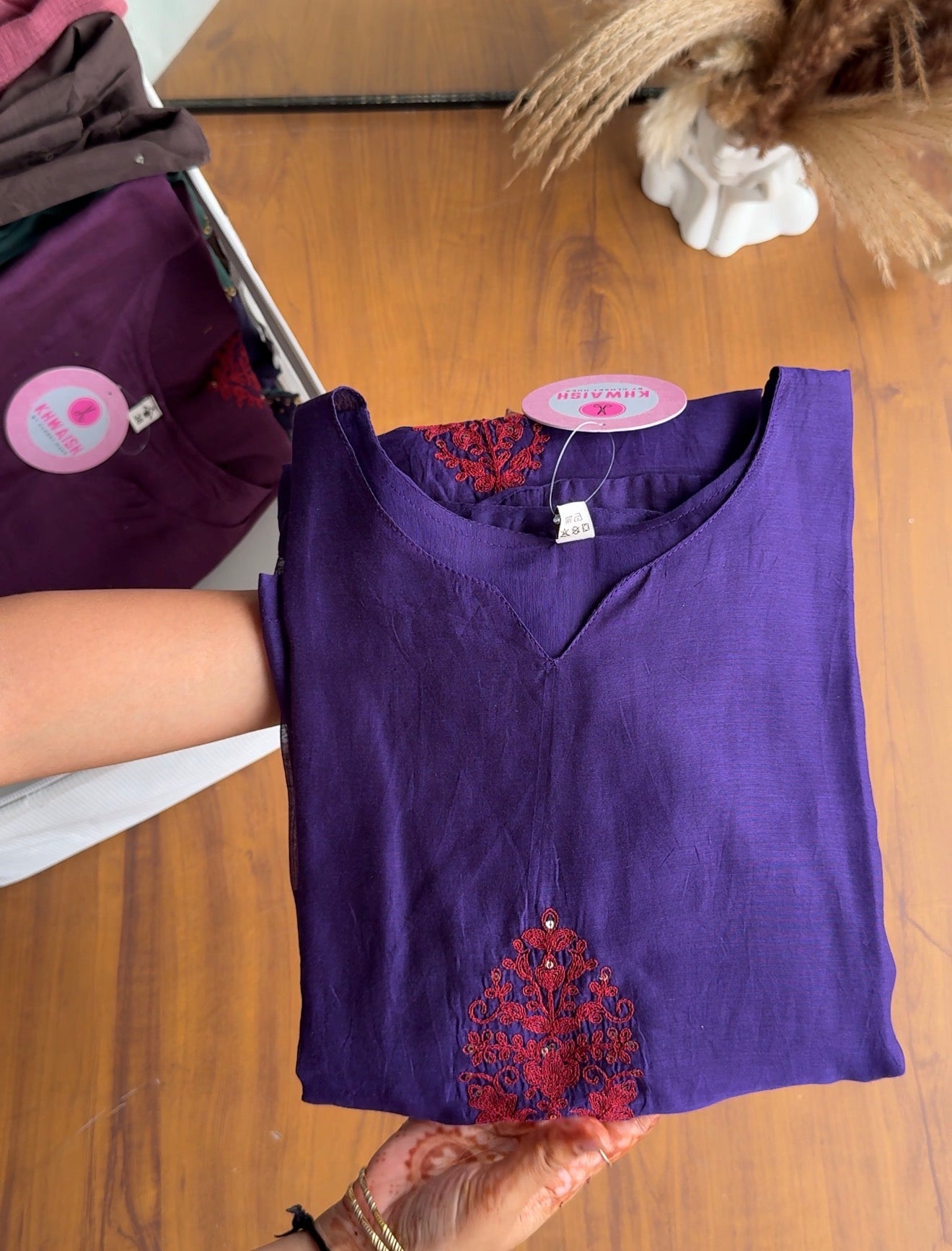 Swini Mul Chanderi Aline Dress- Purple