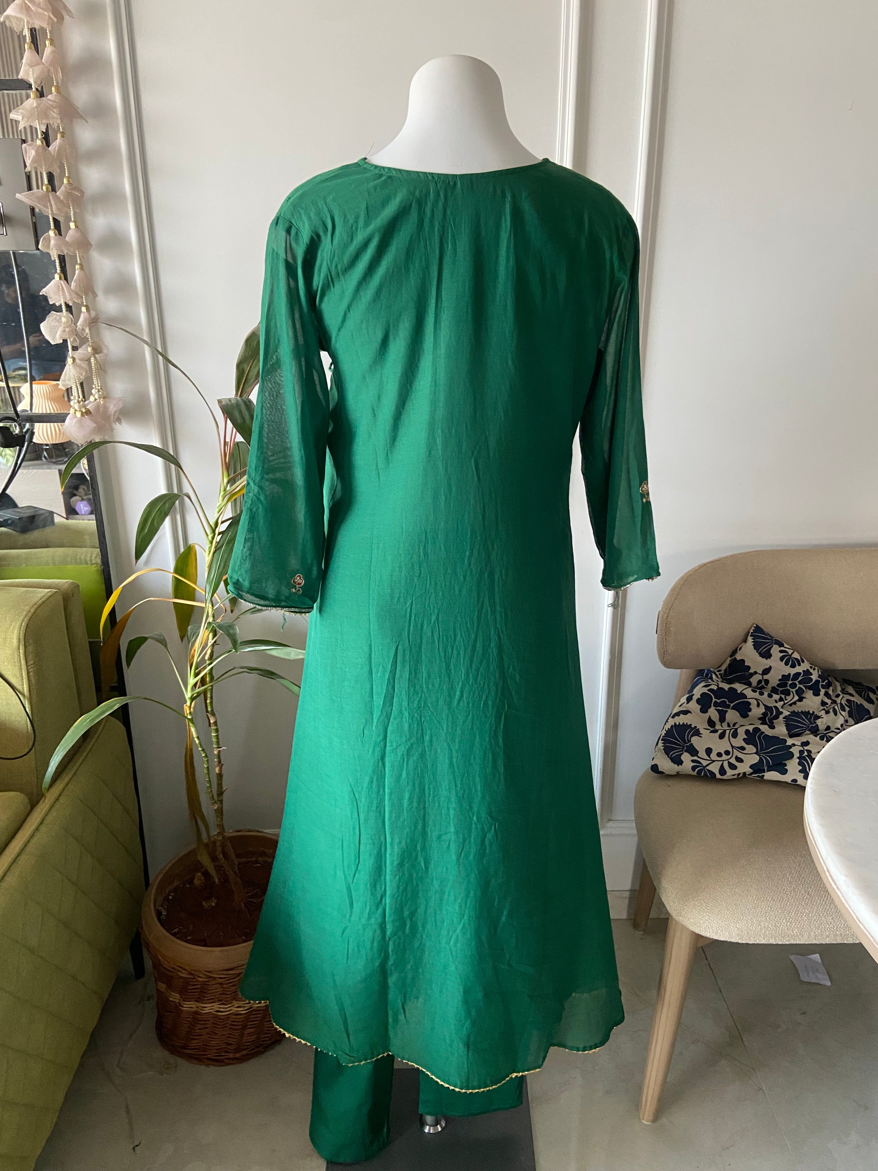 Rashi Angrakha Aline Dress-Green